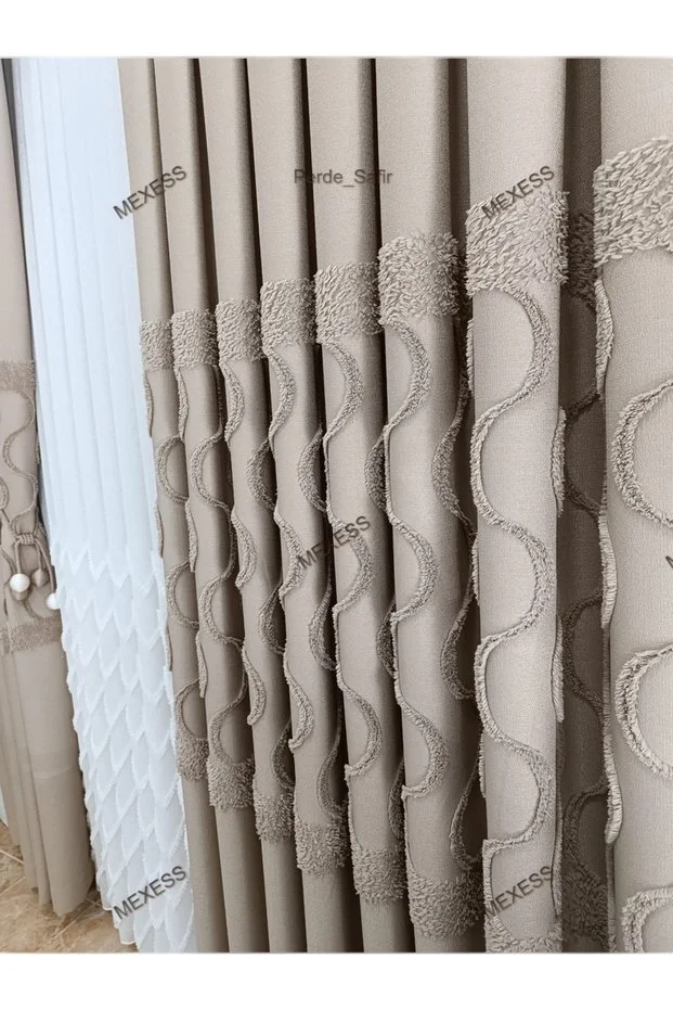 Yeni Sezon Lüx Puffy Ponpon Vizon Fon Perde Her Odaya Uygun (1/3 Sık Pile) Tek Kanat